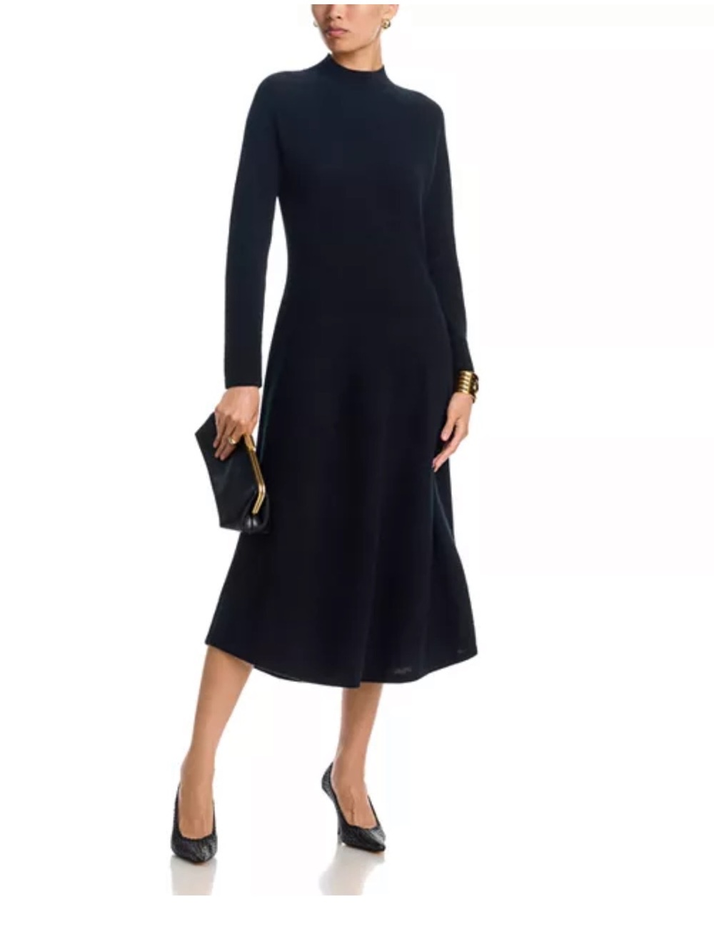 C by Bloomingdale’s Black Mock Neck Cashmere Dress size M